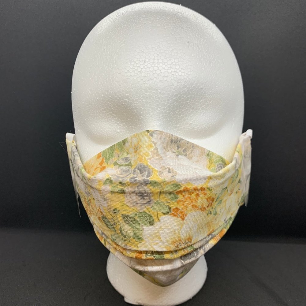 2/$20 Face Mask 3 Layer Nose Bridge Vintage Yellow